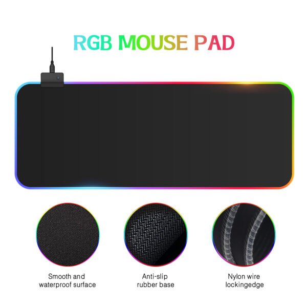 RGB Mouse Pad Waterproof Office Desktop Mat with 14 Lighting Modes - 图片 6