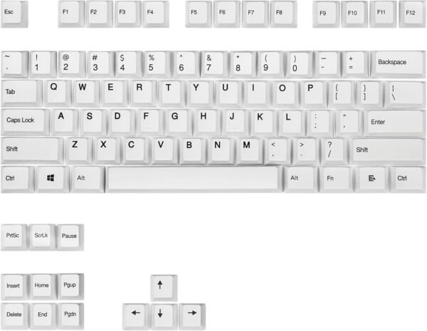 White Keycaps 87 Keyset Dye Sub Cherry Profile for 61 87 MX Swithes Mechanical Keyboards