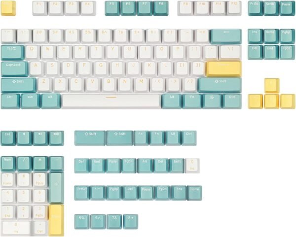 PBT Doubleshot Keycaps OEM Profile for 61 63 64 66 68 84 87 96 100 104 108 MX Stwitches Mechanical Keyboards（Sea Salt Keyset）