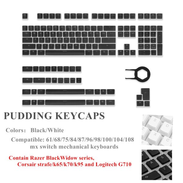 PBT Pudding Keycaps Shine Through Keyset for MX Switches Mechanical Keyboards