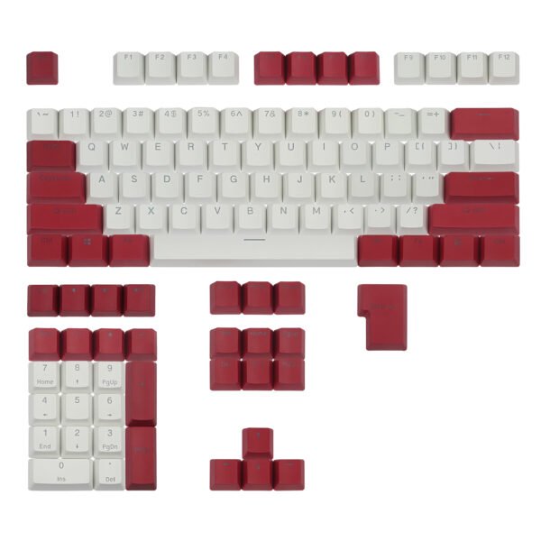 PBT Keycaps Backlit OEM Profile for 61/87/104/108 MX Stwitches Mechanical Keyboards（Red and White Keyset）